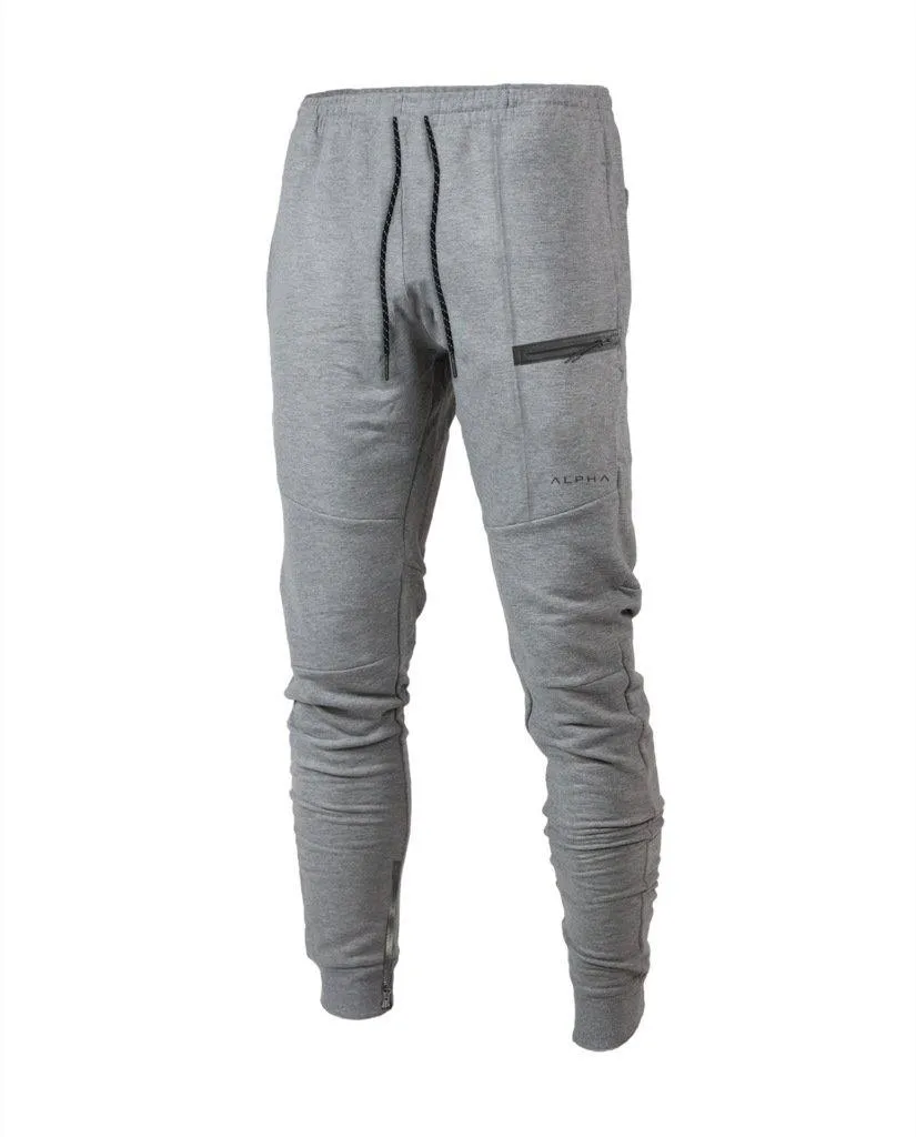 Mens Fitness Leisure Cotton Running Feet Sweat Pants With Cell Phone Pocket