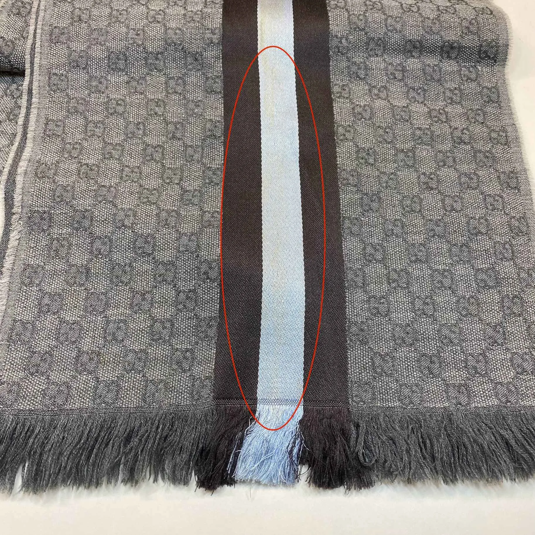 Men's Gg Web Stripe Scarf Grey