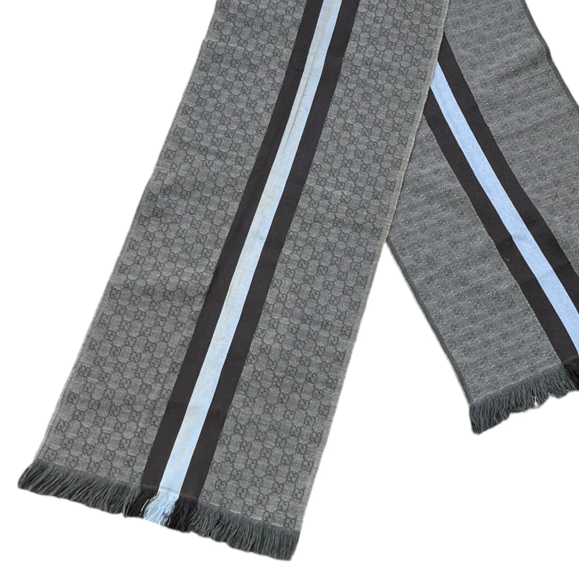 Men's Gg Web Stripe Scarf Grey