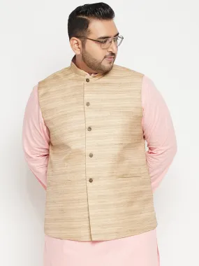 Men's Plus Beige Nehru Jacket - Vastramay