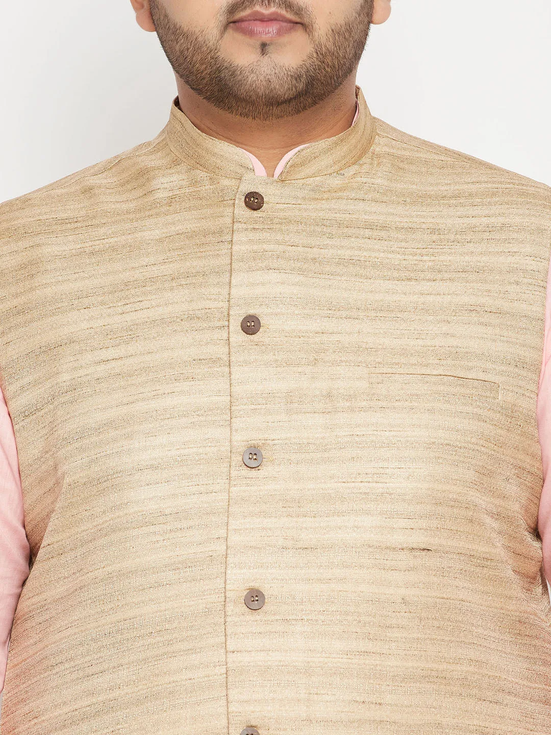 Men's Plus Beige Nehru Jacket - Vastramay