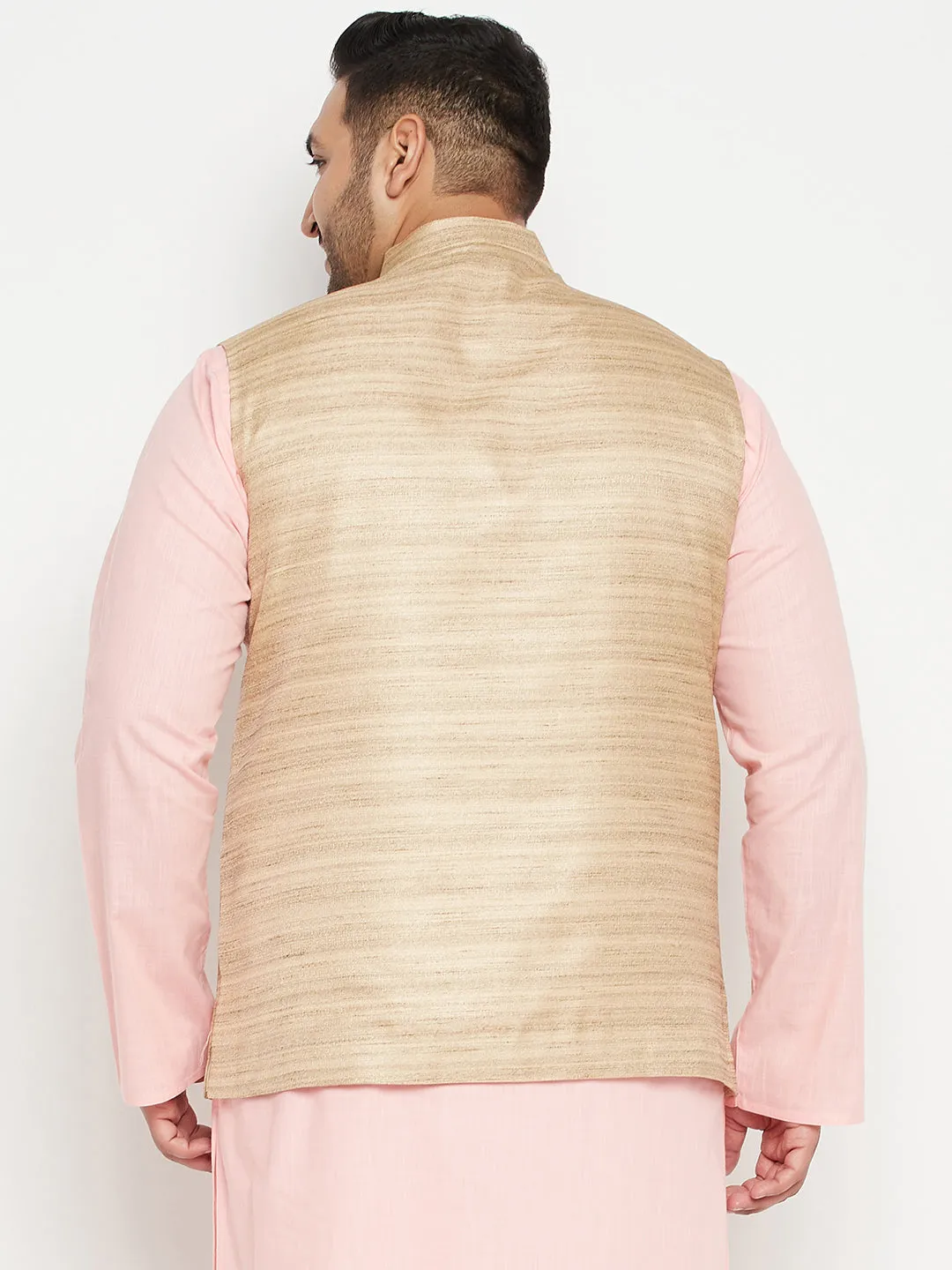 Men's Plus Beige Nehru Jacket - Vastramay