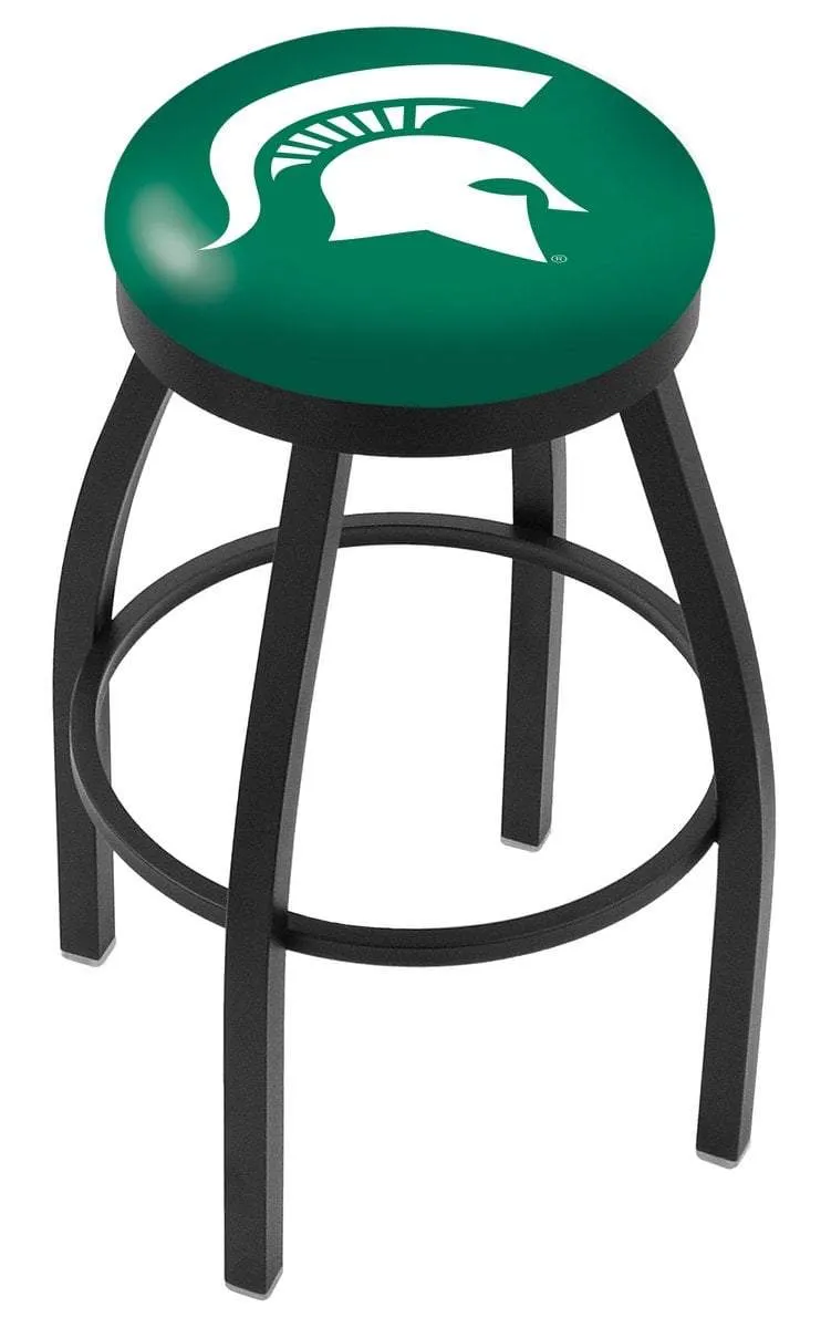 Michigan State Spartans HBS Black Swivel Bar Stool with Green Cushion