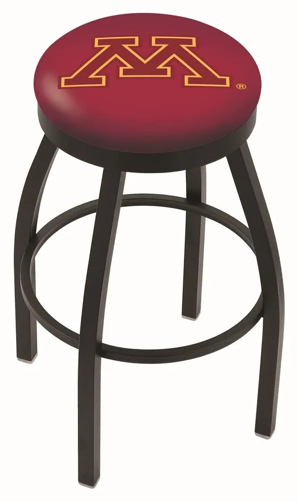 Minnesota Golden Gophers HBS Black Swivel Bar Stool with Maroon Cushion