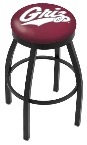 Montana Grizzlies HBS Black Swivel Bar Stool with Maroon Cushion