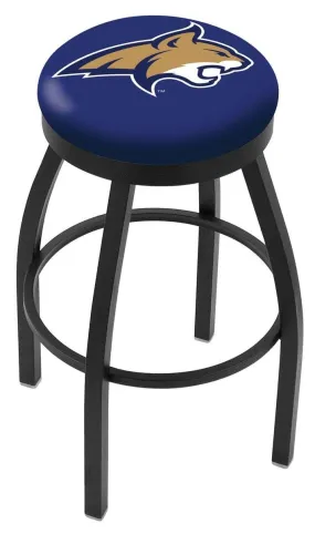 Montana State Bobcats HBS Black Swivel Bar Stool with Blue Cushion