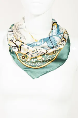 Multi Leaf Print Bandana Scarf