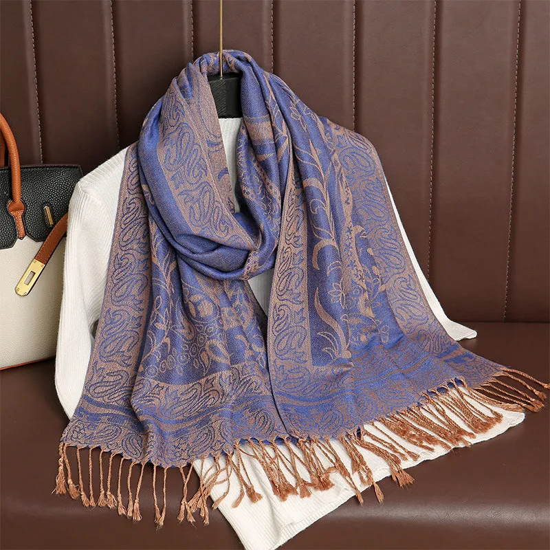 MY10 Hot sale autumn cashmere shawl ladies wrap warm winter scarf design print female jacquard scarf