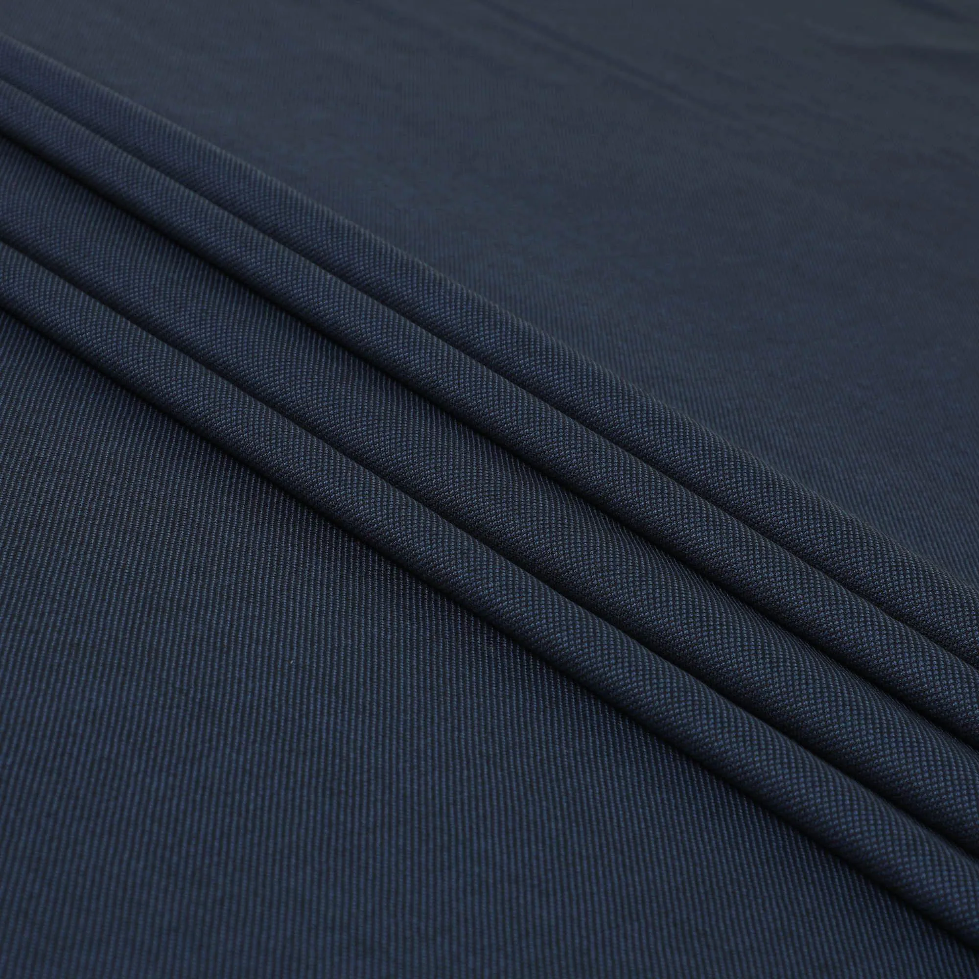 Navy blue English super 120's fine merino wool suiting fabric in self design