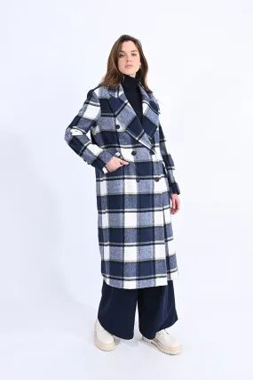 Navy Plaid Coat