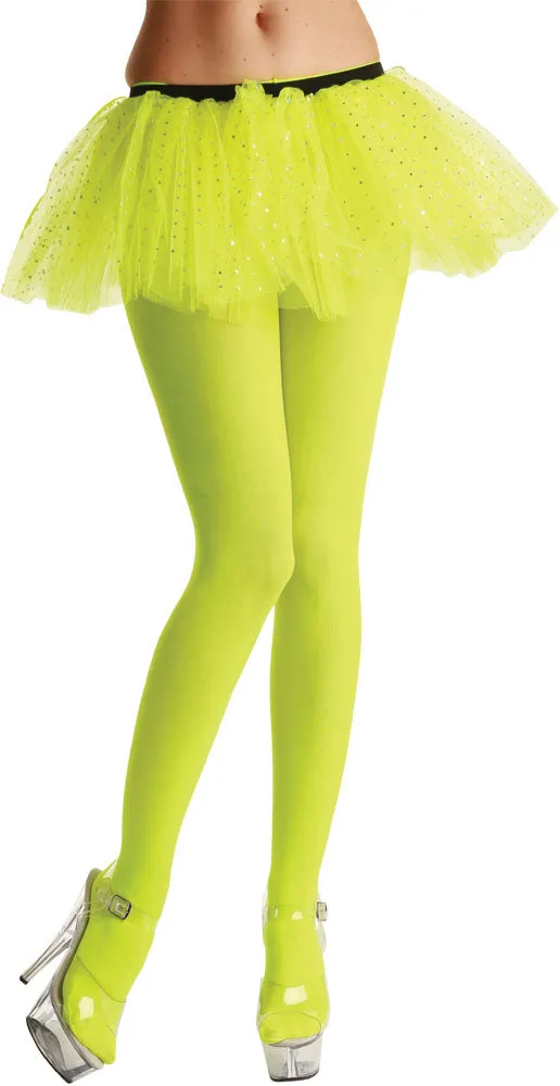 Neon Yellow Opaque Tights Vibrant Costume Accessory