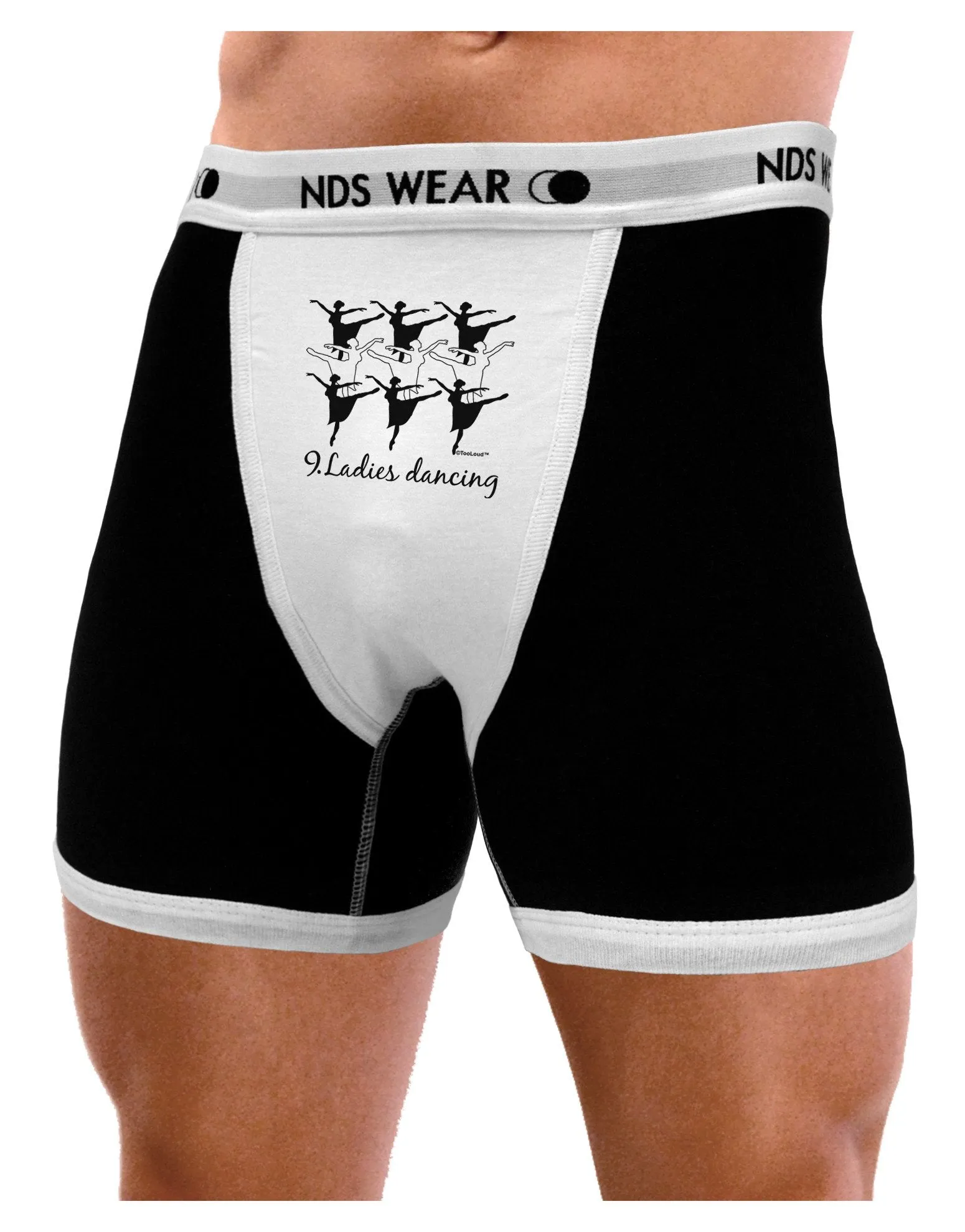 Nine Ladies Dancing Text Mens Boxer Brief Underwear