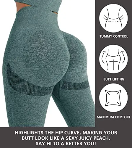 NORMOV Butt Lifting Workout Leggings for Women,Seamless High Waist Gym Yoga Pants Forest Green