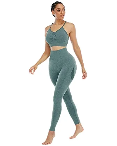 NORMOV Butt Lifting Workout Leggings for Women,Seamless High Waist Gym Yoga Pants Forest Green