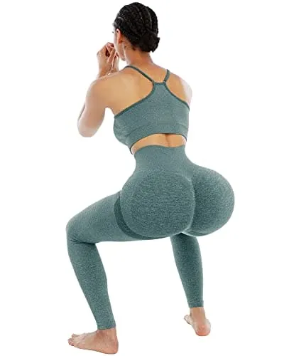 NORMOV Butt Lifting Workout Leggings for Women,Seamless High Waist Gym Yoga Pants Forest Green