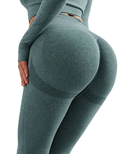 NORMOV Butt Lifting Workout Leggings for Women,Seamless High Waist Gym Yoga Pants Forest Green