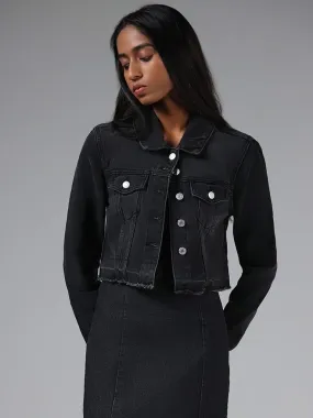 Nuon Black Cropped Denim Jacket