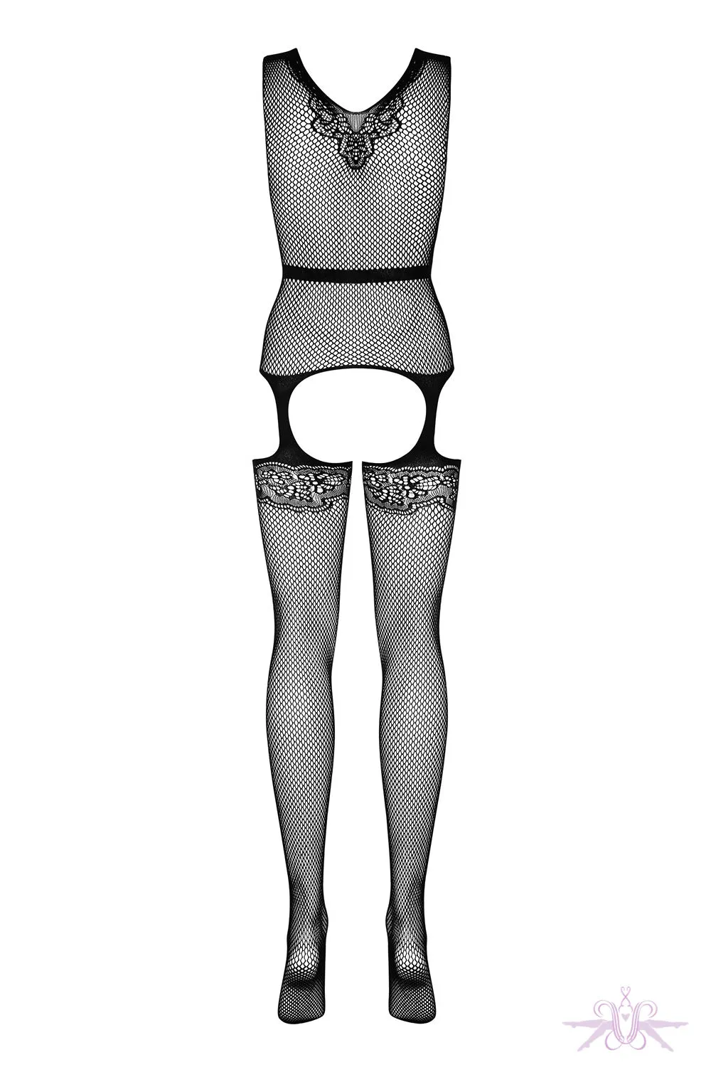 Obsessive Faux Suspender Belted Fishnet Bodystocking