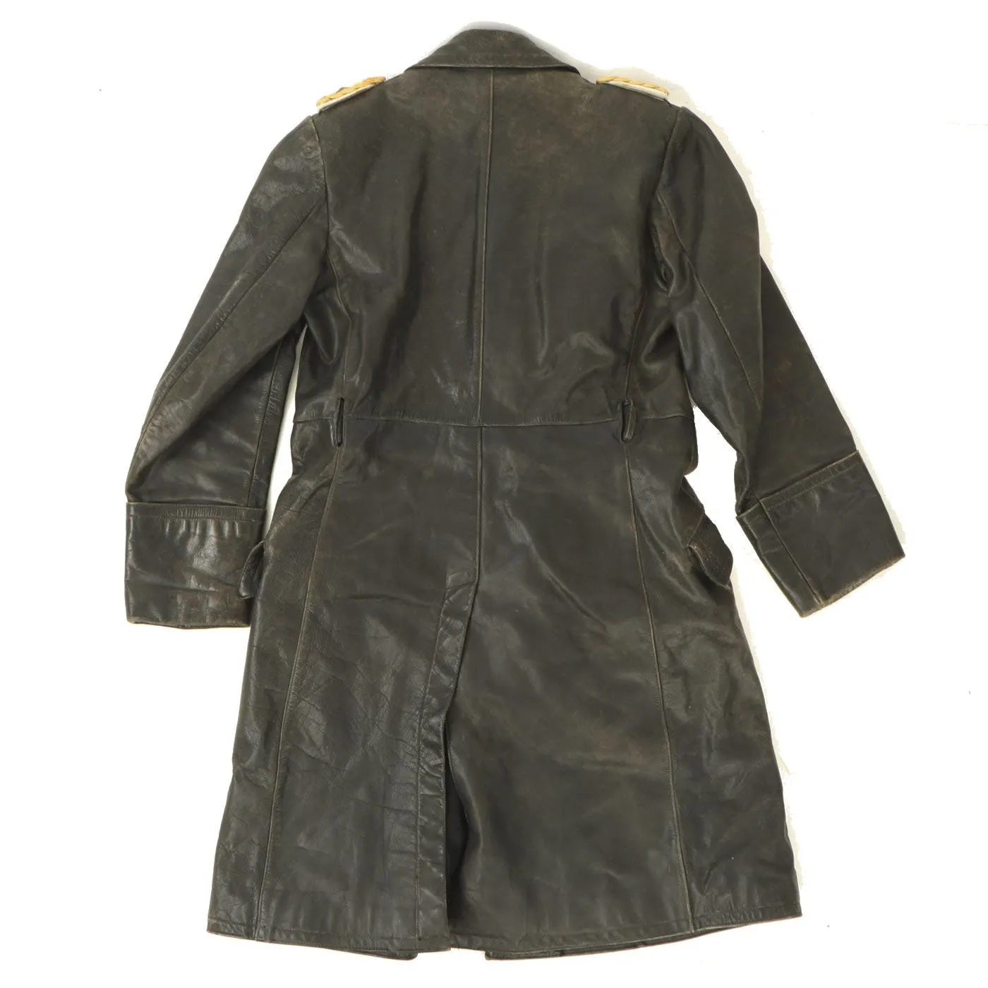 Original German WWII Luftwaffe Generalleutnant Hans Hückel Attributed Leather Greatcoat