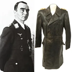 Original German WWII Luftwaffe Generalleutnant Hans Hückel Attributed Leather Greatcoat