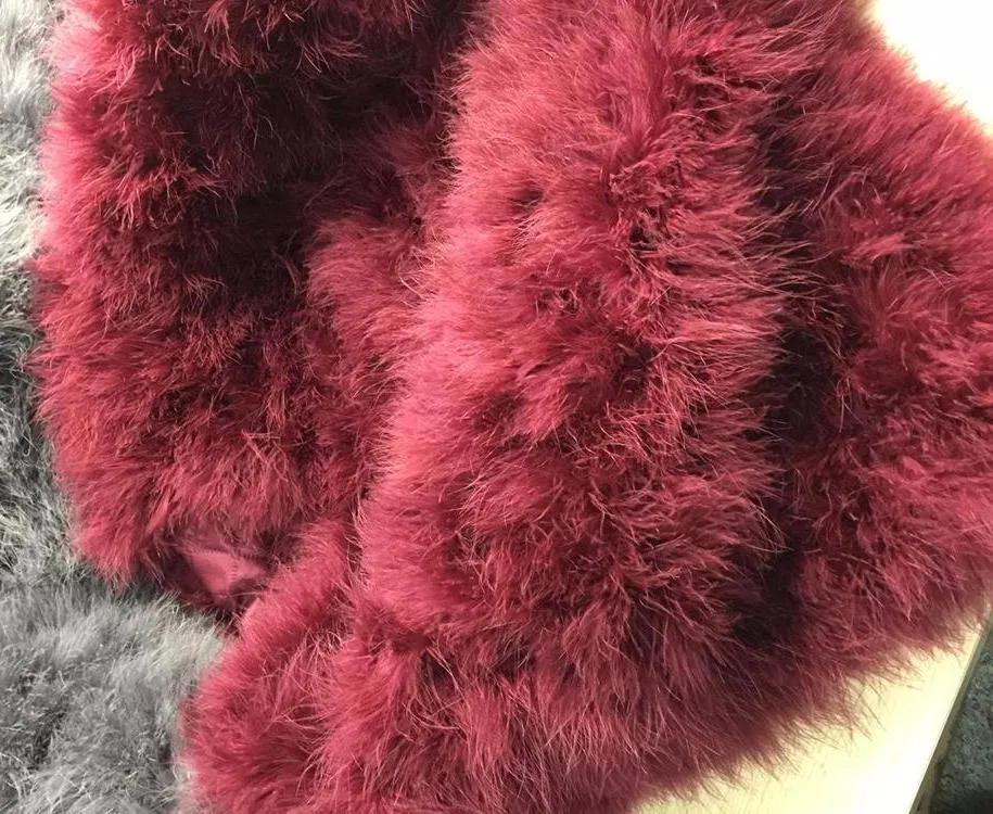 Ostrich Feather Jacket - Red Wine