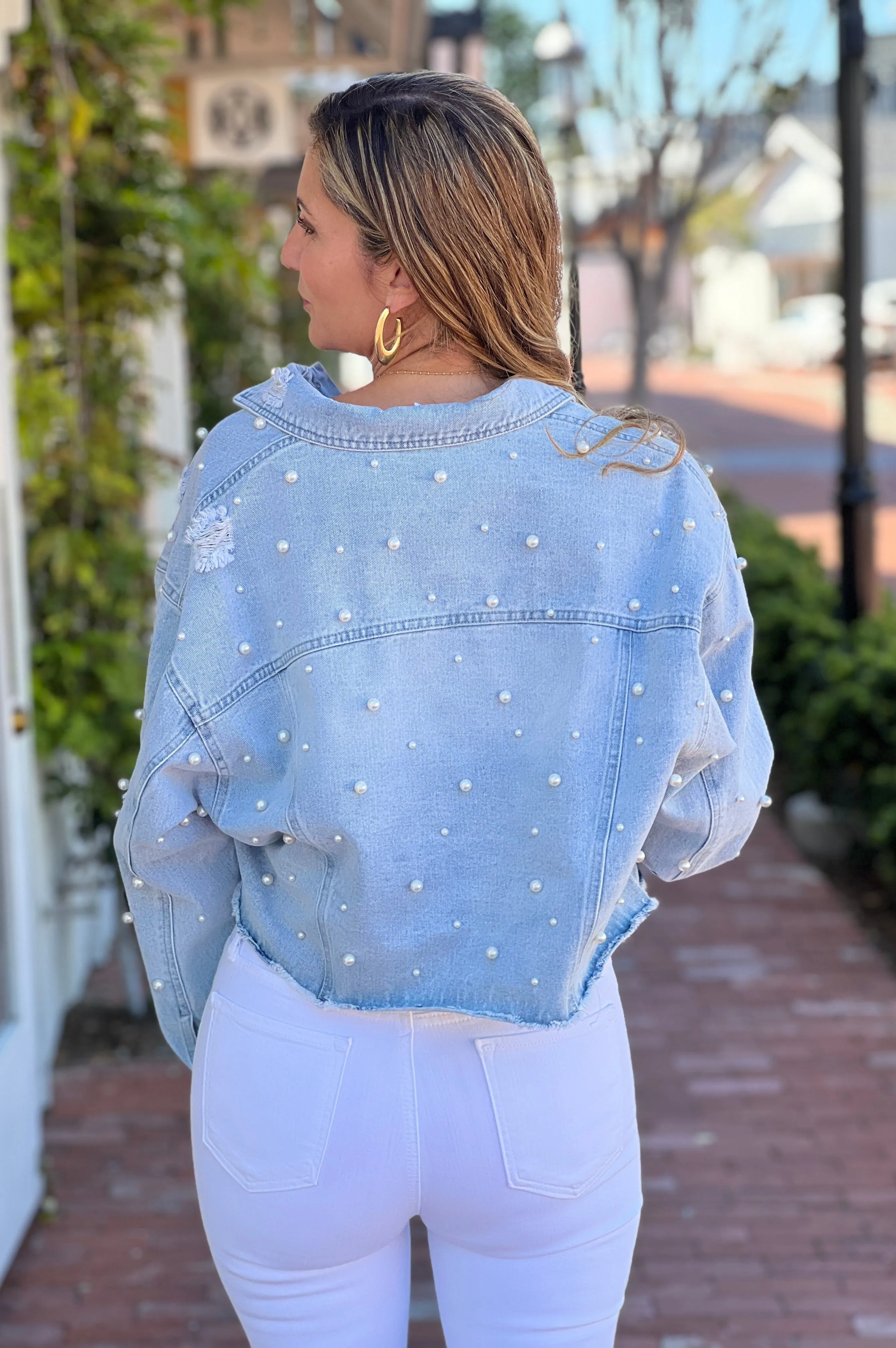 Pearl Studded Denim Jacket