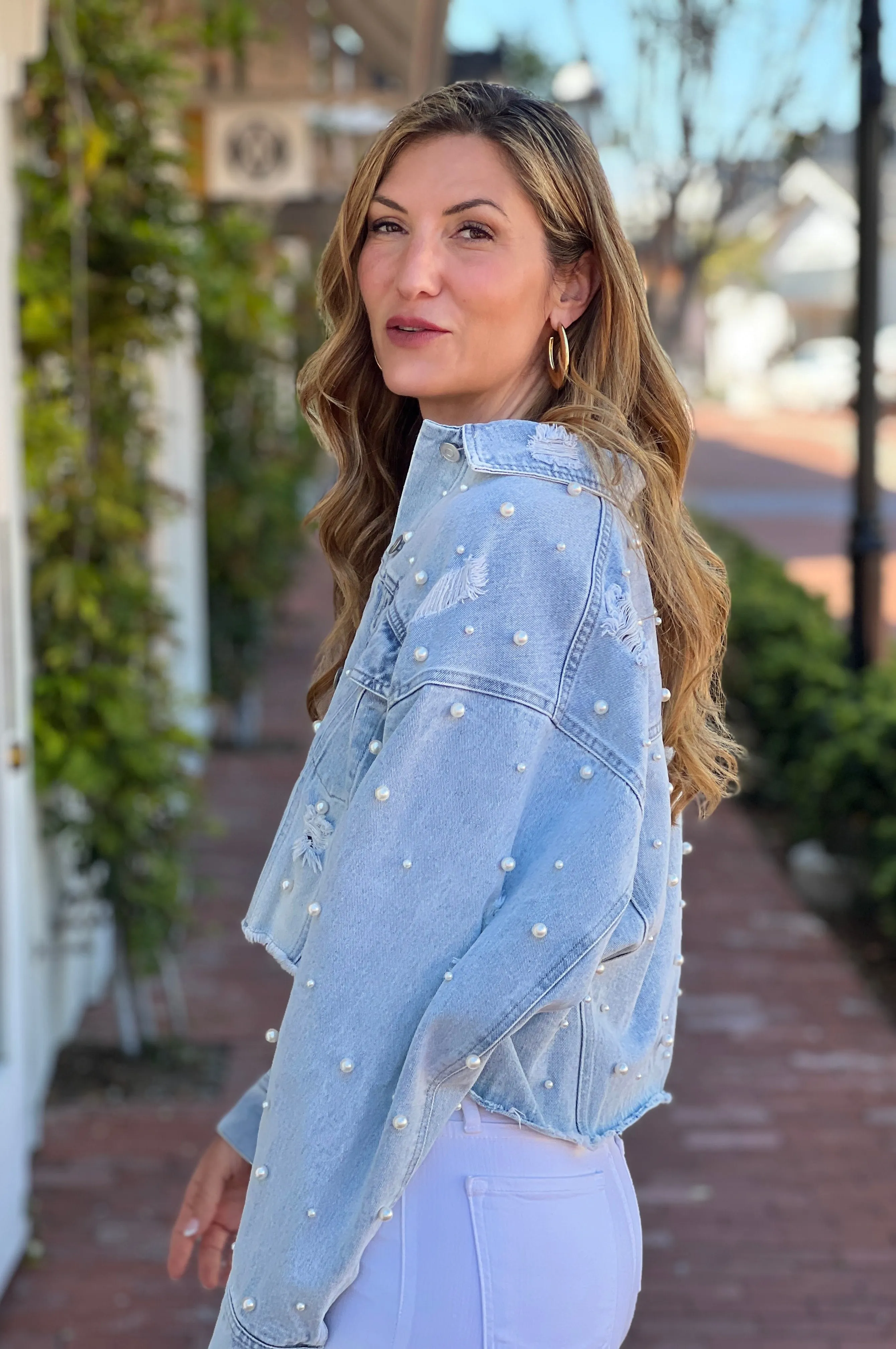 Pearl Studded Denim Jacket