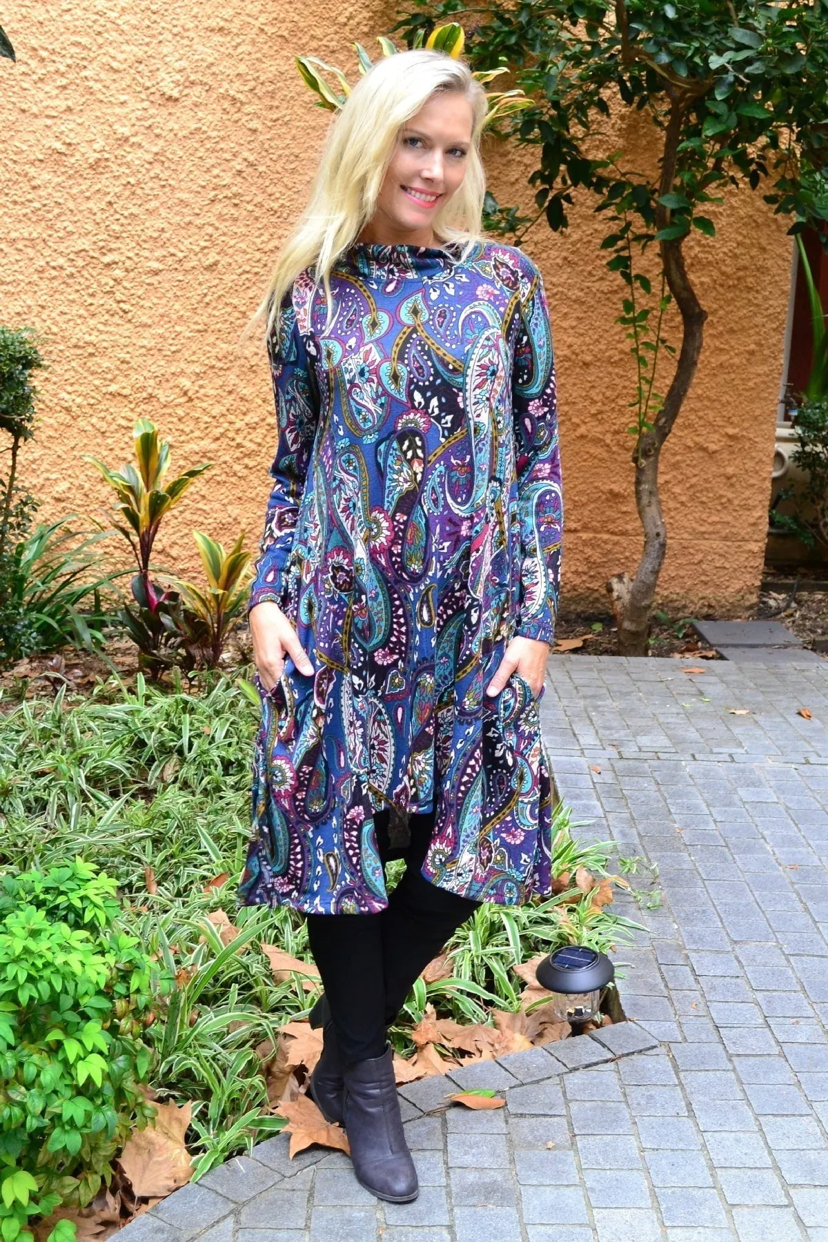 Penelope Paisley Fleece Tunic Dress