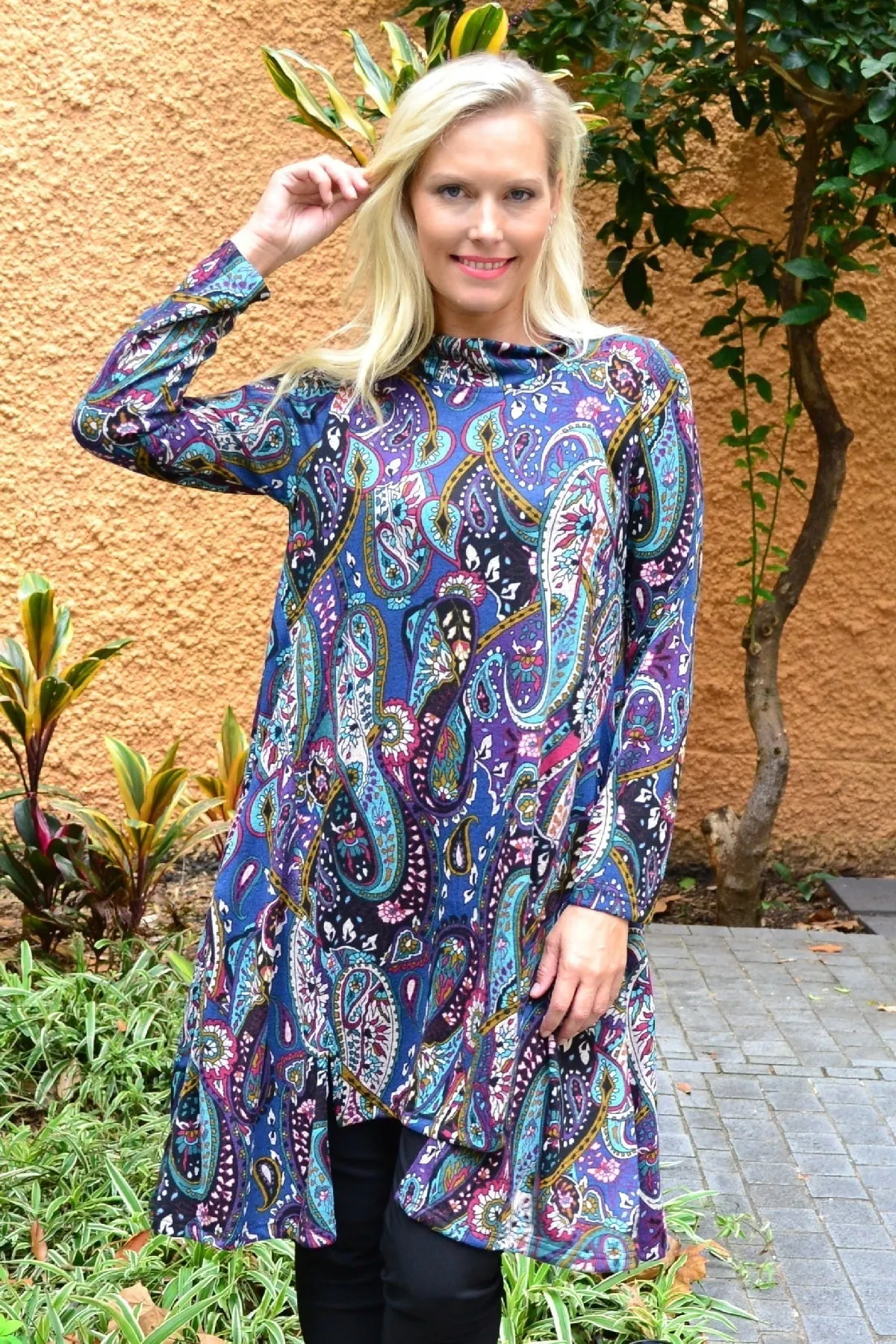 Penelope Paisley Fleece Tunic Dress