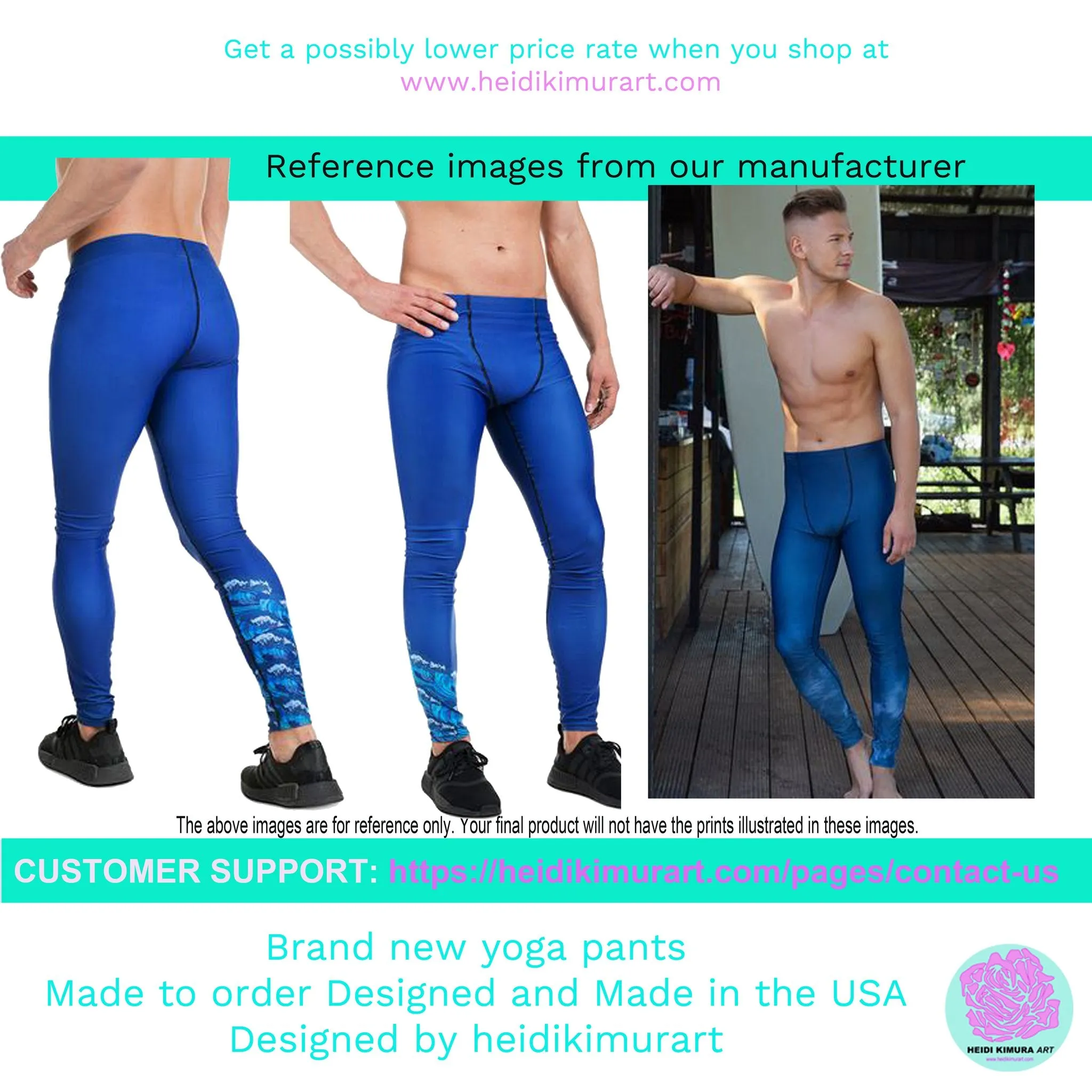 Pink Tropical Leaves Men's Leggings, Green Palm Leaf Men's Sports Running Tights - Made in USA/EU/MX