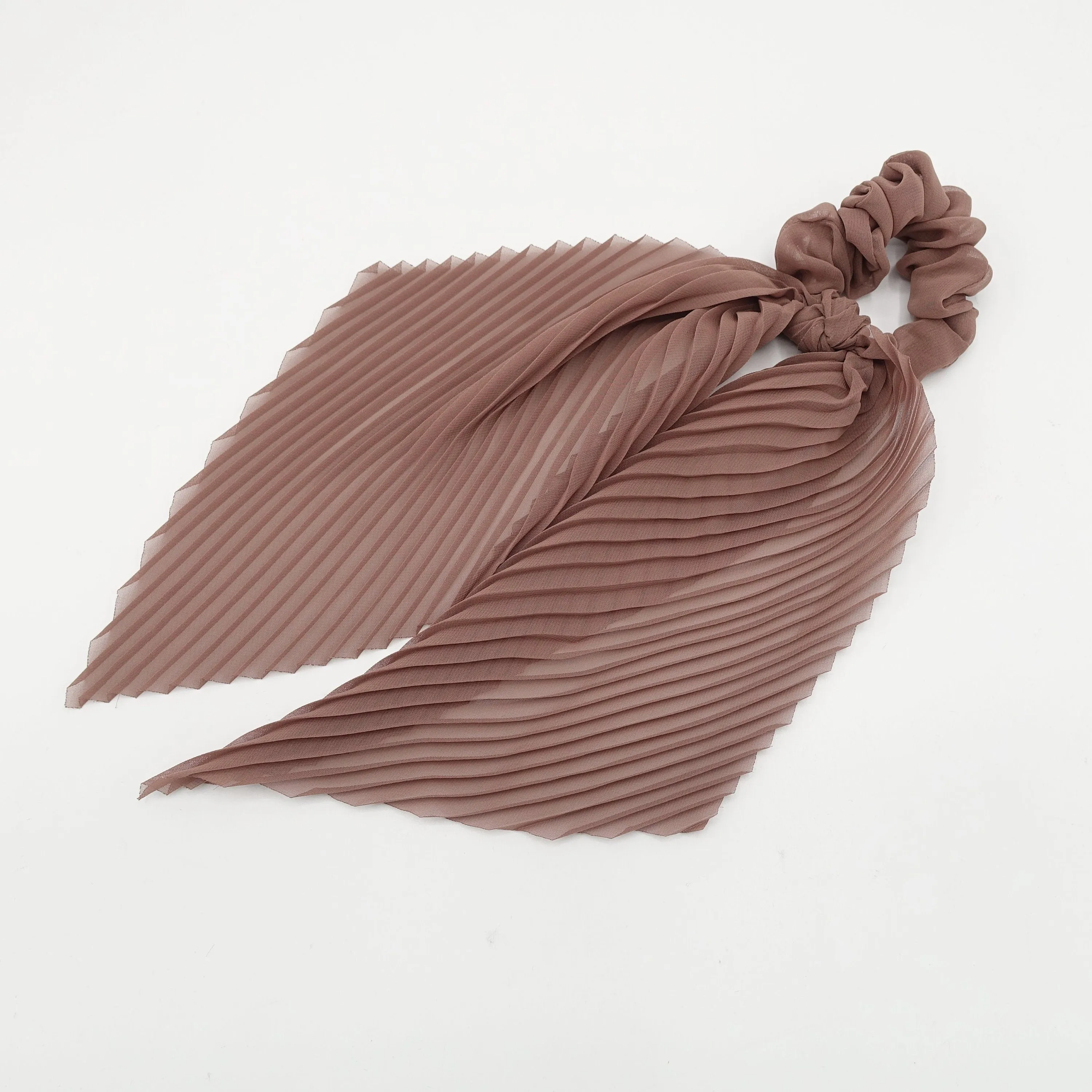 pleated  scrunchies chiffon bow long tail scarf hair tie scrunchie women hair accessory