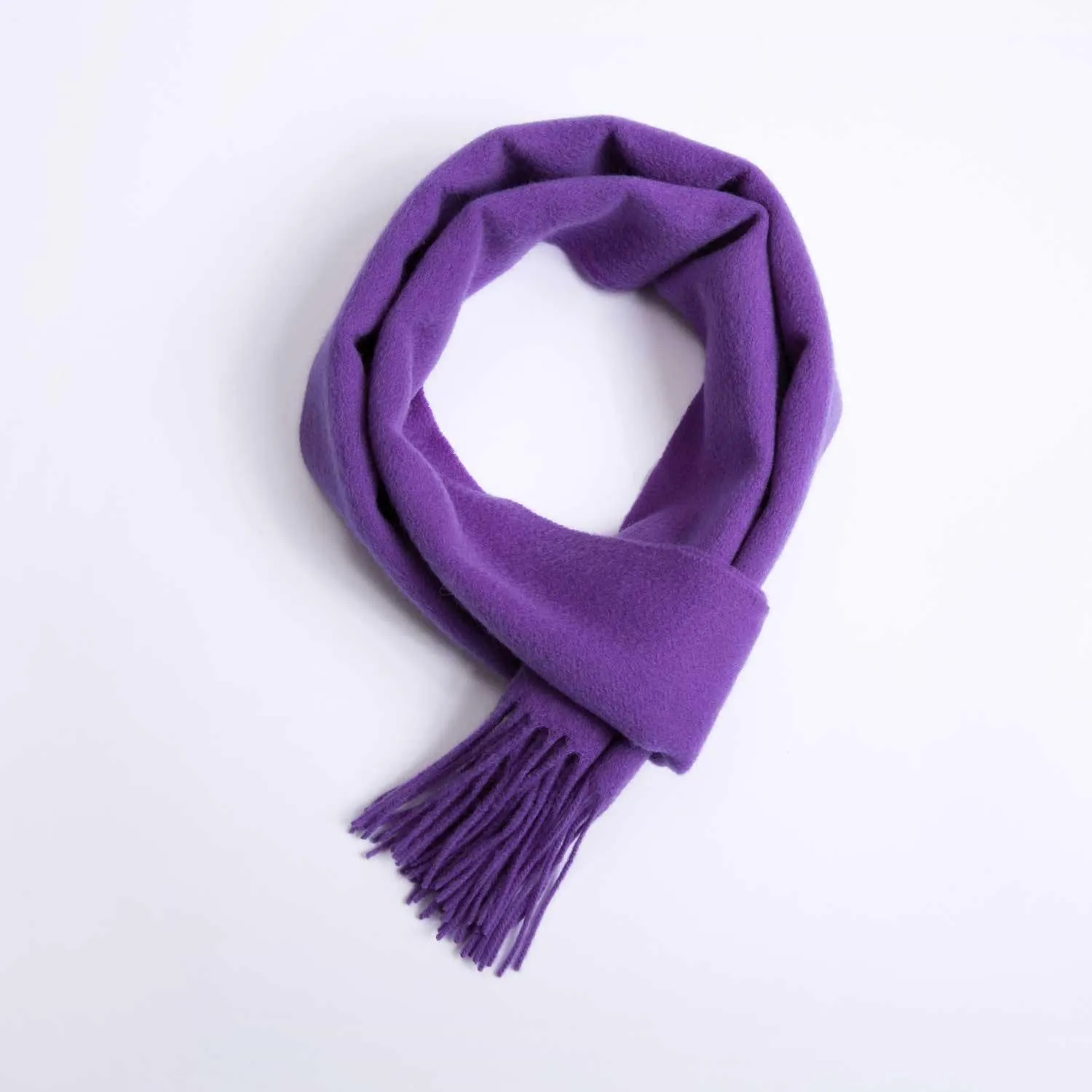 POSH FLEECE Pure Wool Scarf with Fringe Violet