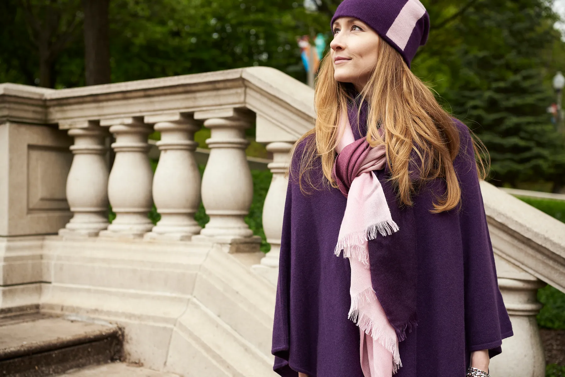 Purple Ombré Winter Cashmere Scarf