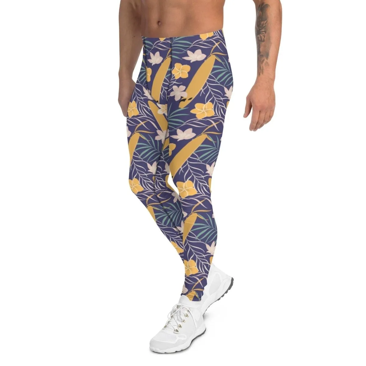 Purple Tropical Flower Men's Leggings