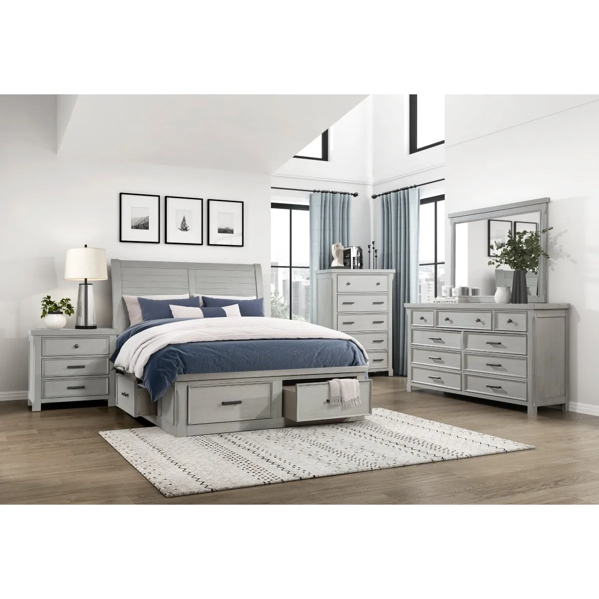 Queen Platform Bed with Footboard Storage - Made in Vietnam