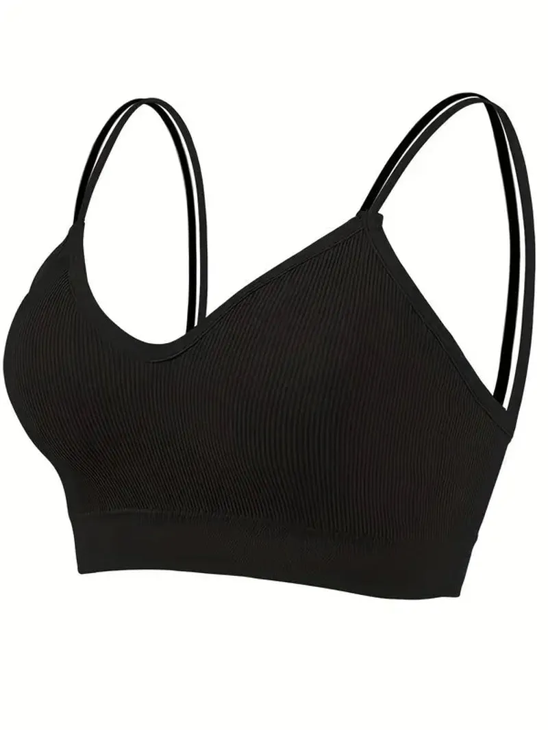 "Breathable Seamless Double Strap Wireless Bra for Women"