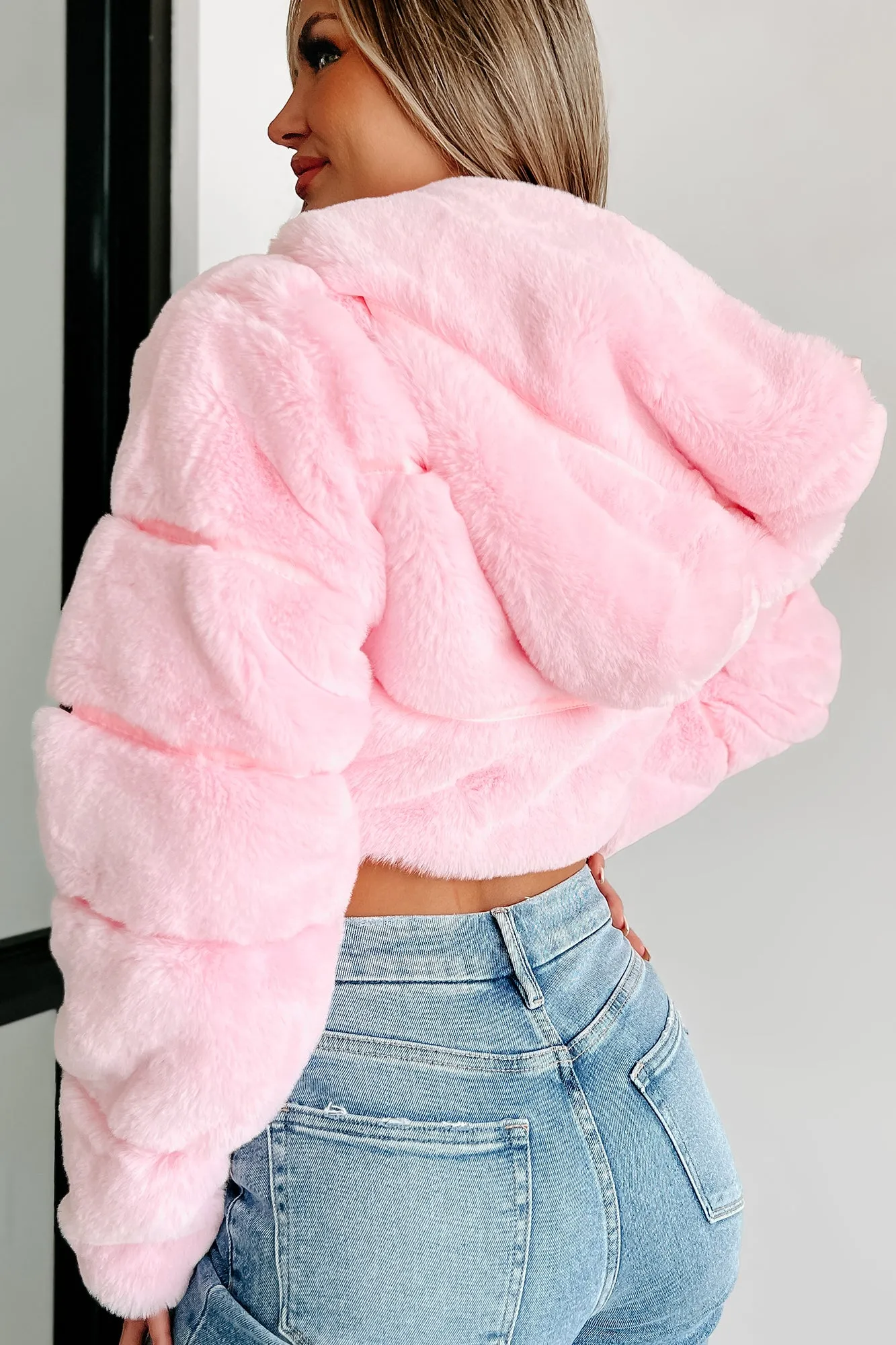 "It's So Fluffy" Faux Fur Crop Jacket (Pink)