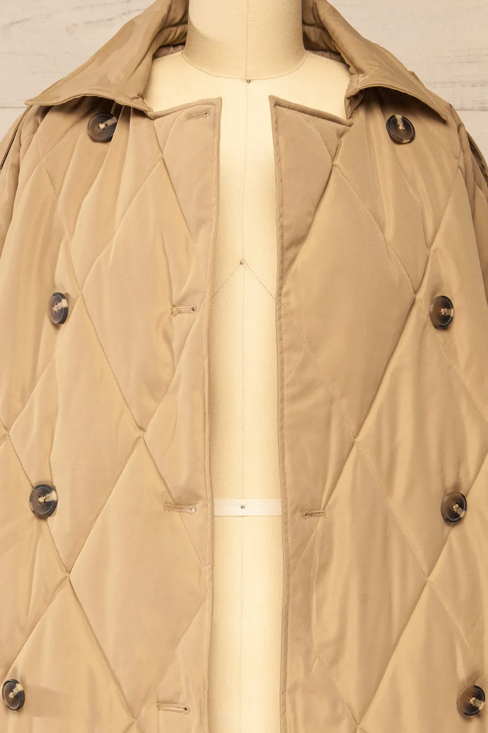 Racono | Beige Quilted Trench Coat