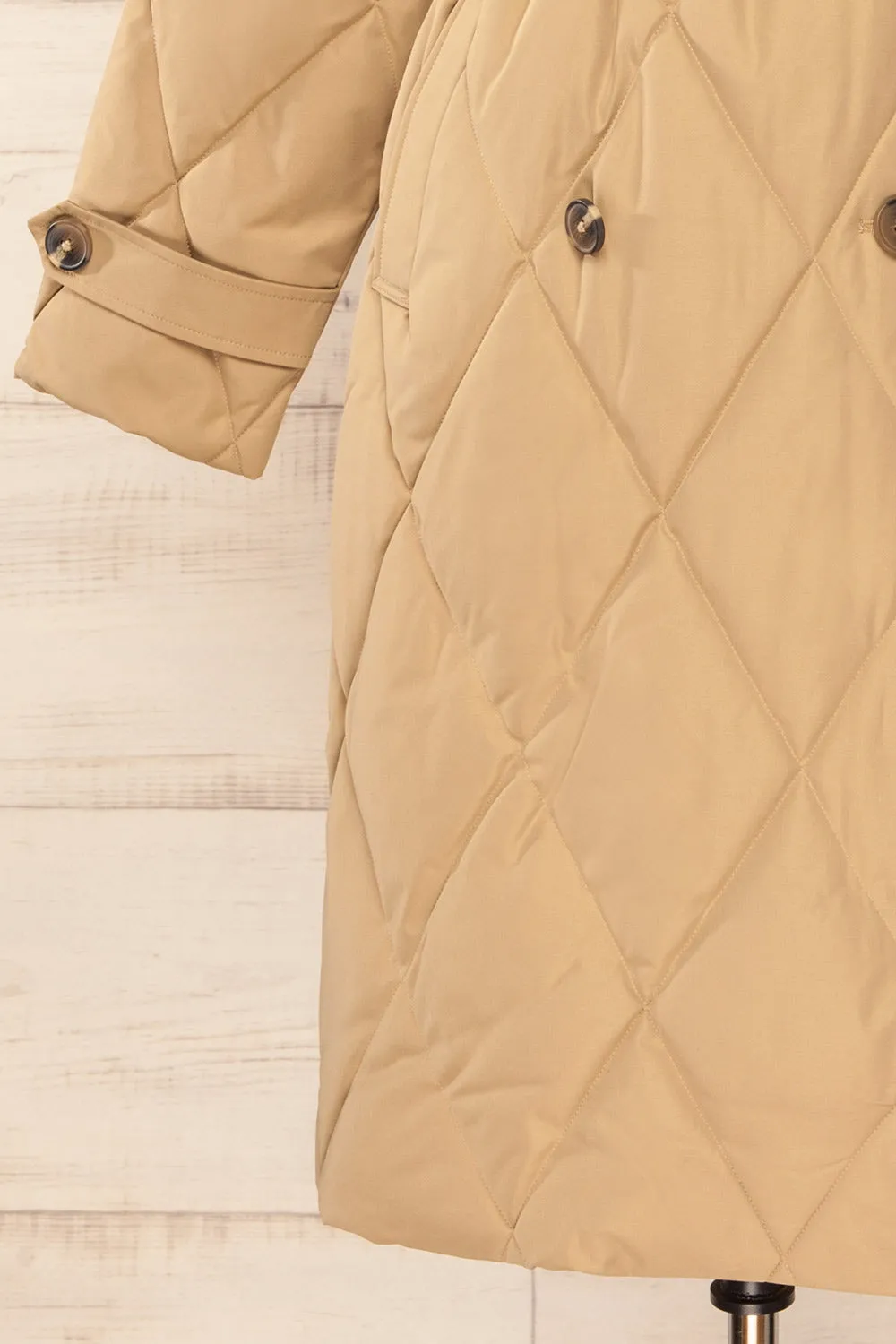 Racono | Beige Quilted Trench Coat