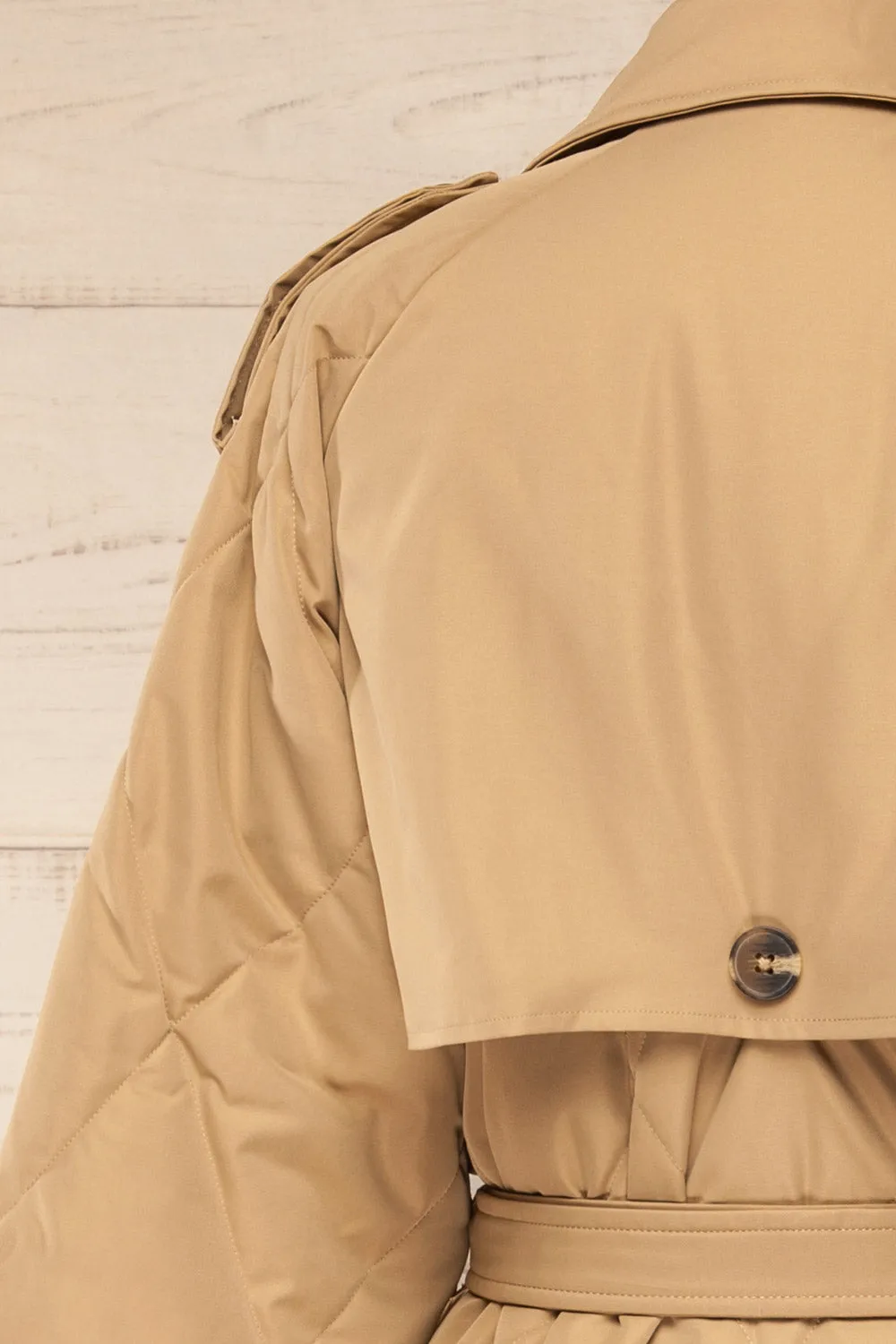 Racono | Beige Quilted Trench Coat