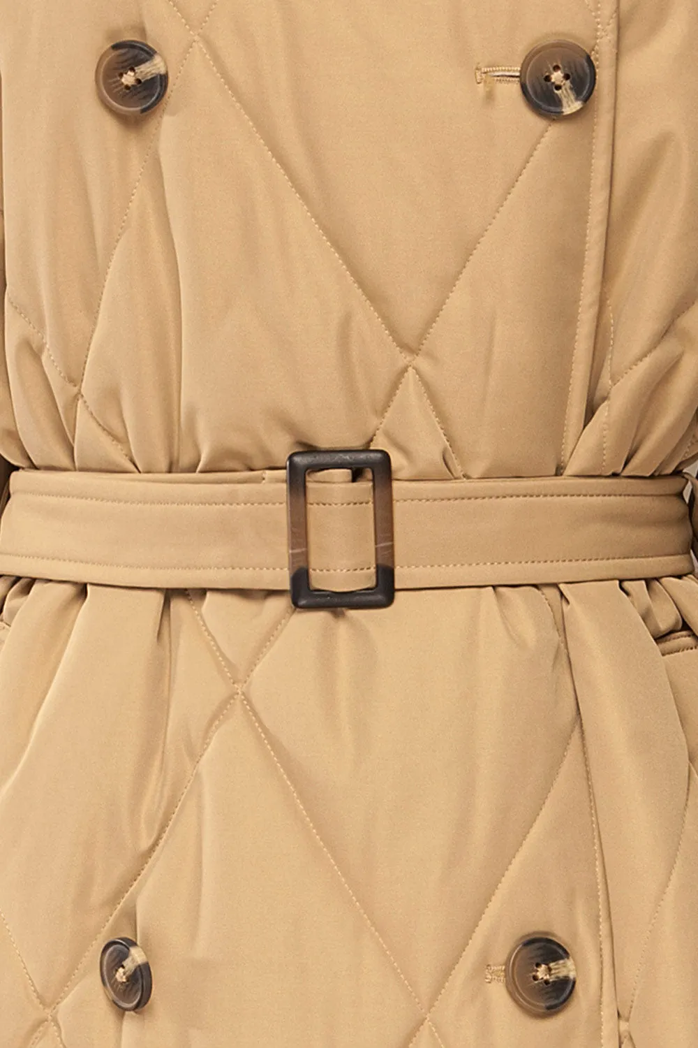 Racono | Beige Quilted Trench Coat