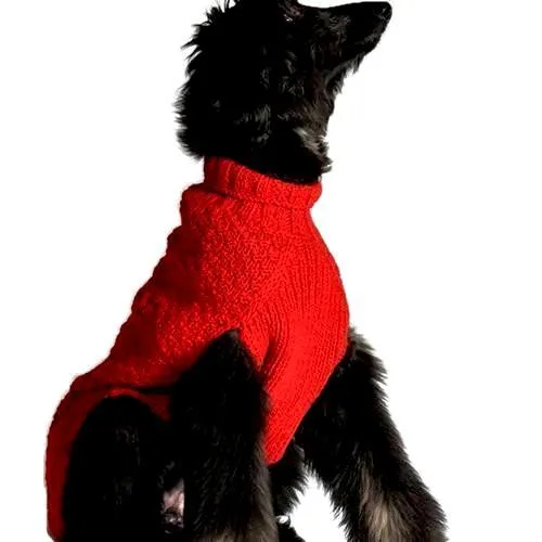 Red Cable Dog Sweater Small