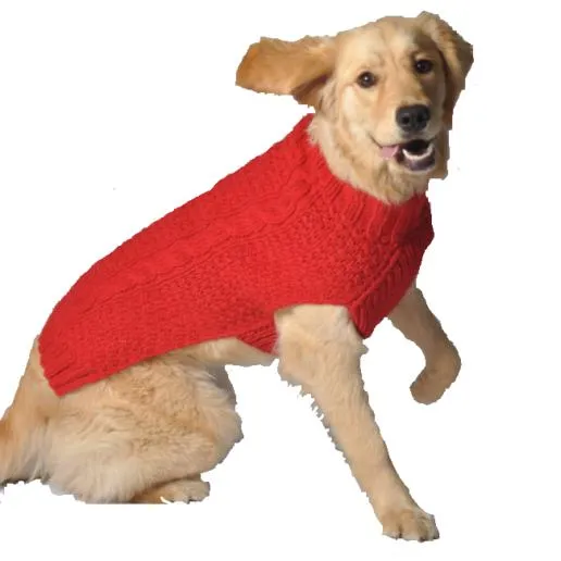 Red Cable Dog Sweater Small