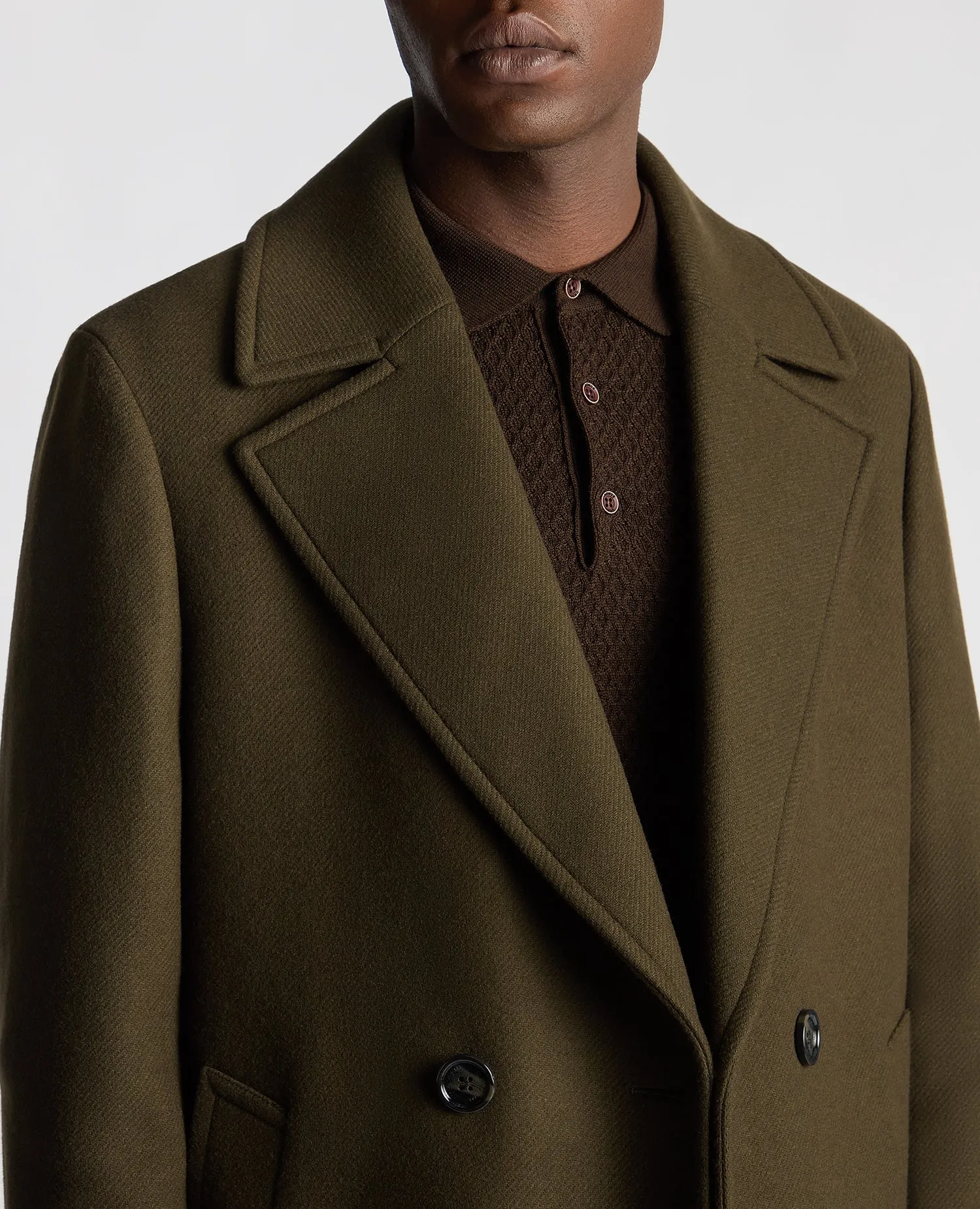 Relaxed Fit Double Breasted Overcoat