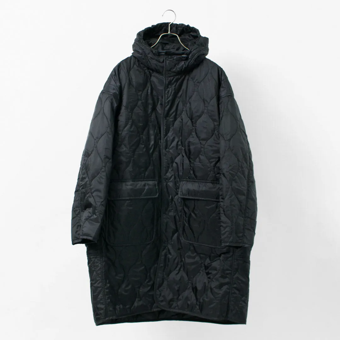 REMI RELIEF / Nylon Rip Gourd Quilted Coat Hoodie