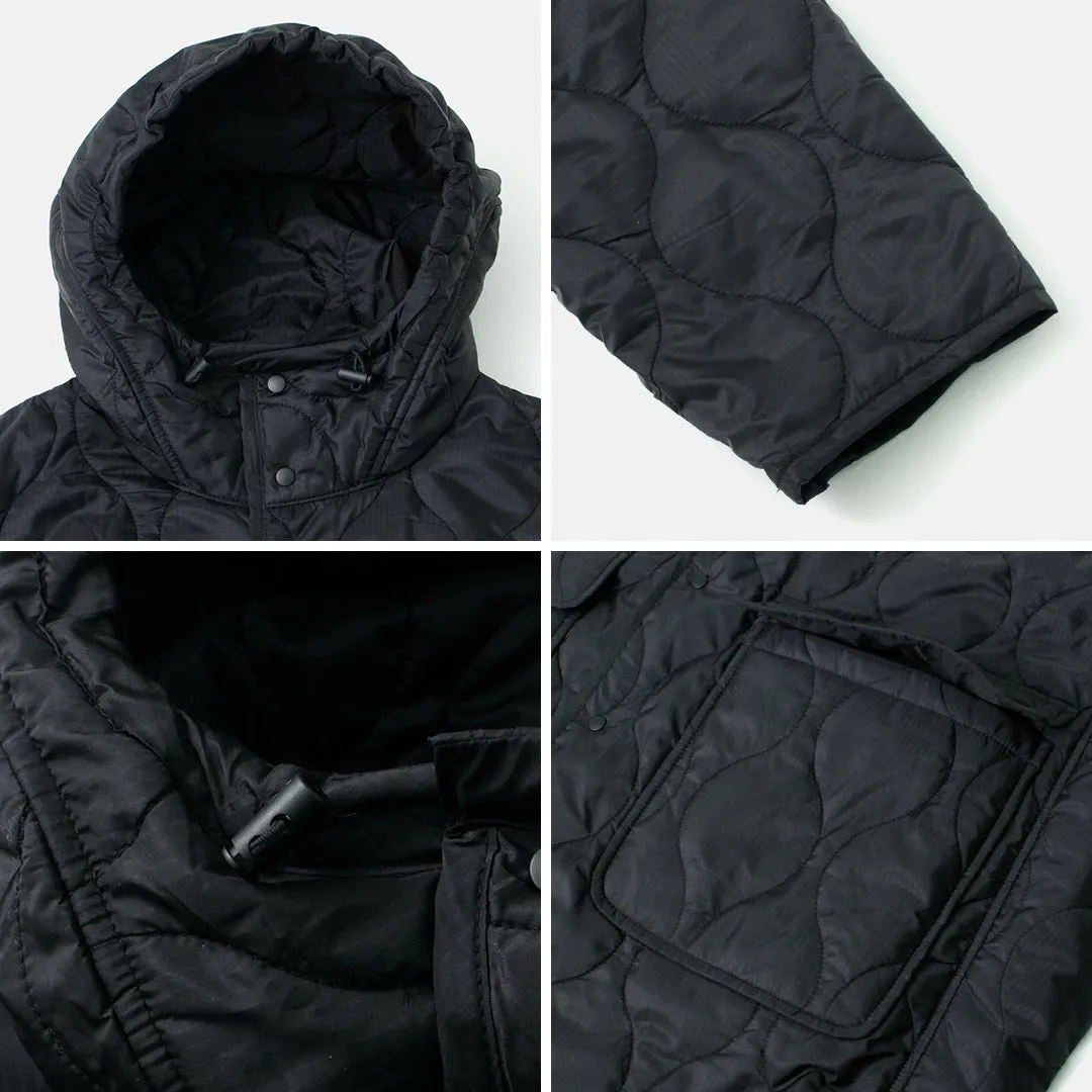 REMI RELIEF / Nylon Rip Gourd Quilted Coat Hoodie