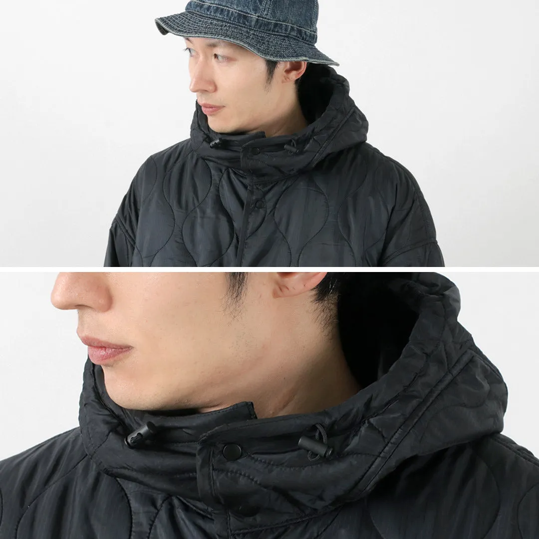 REMI RELIEF / Nylon Rip Gourd Quilted Coat Hoodie