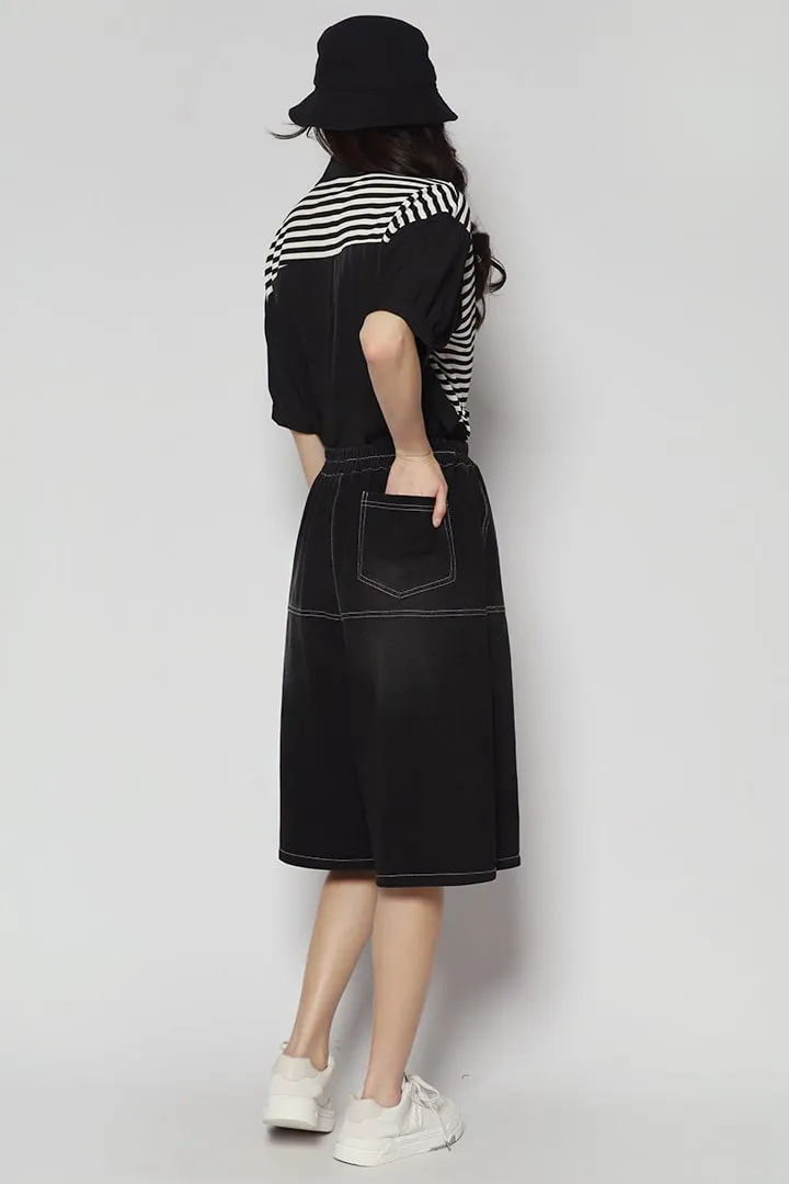 Rex Denim Culottes in Black