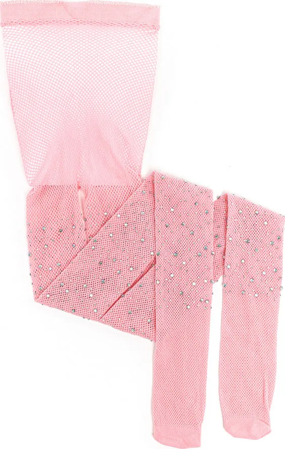 Rhinestone Tights, Light Pink