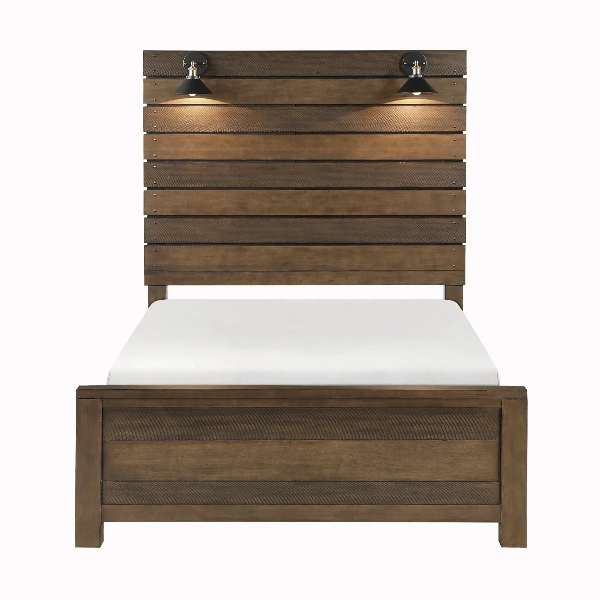 Rustic Industrial LED Panel King Size Bed